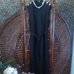 Elegant jumpsuit for any occasion, black with gold trim, T Hilfiger, size medium